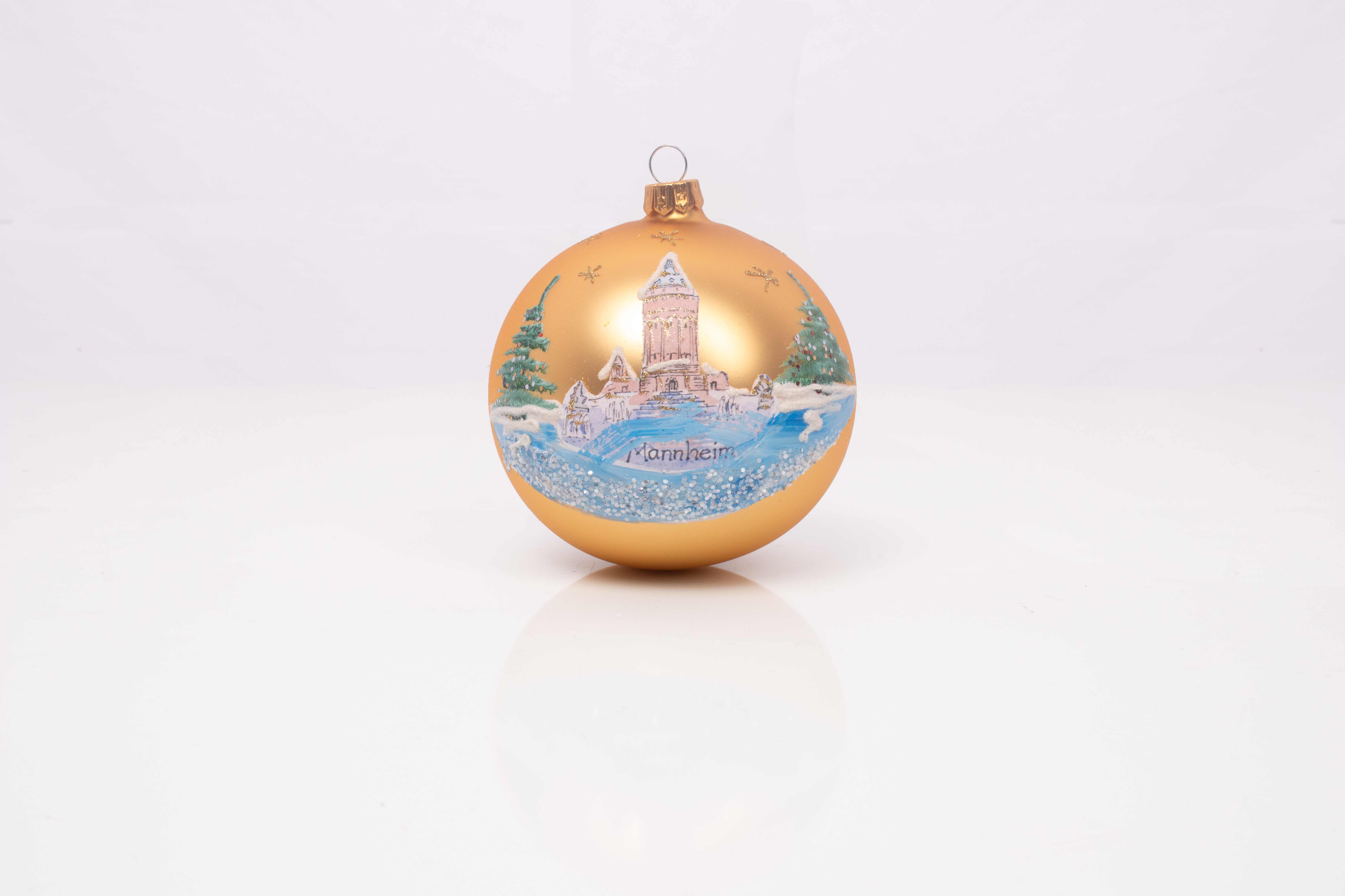 Weihnachtskugel Mannheim Wasserturm, rot oder gold